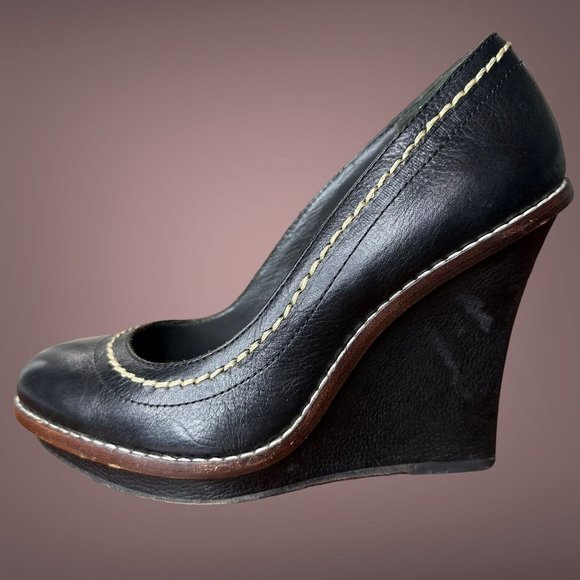 True Religion|Womens|Wedge Heels Shoes|Size 8.5|Black|100% Leather|Platform - Picture 6 of 15